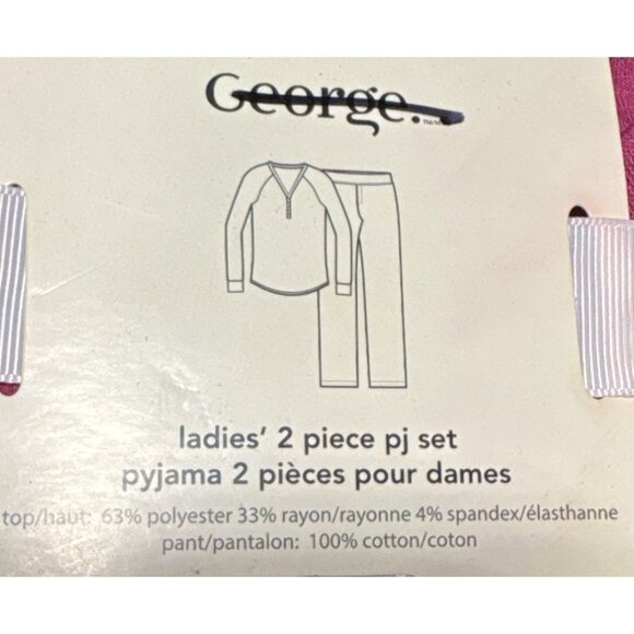 Ladies 2-Piece Pajama Set Size 3X Long-Sleeve Polar Bear Print Plum Navy George - Picture 3 of 6